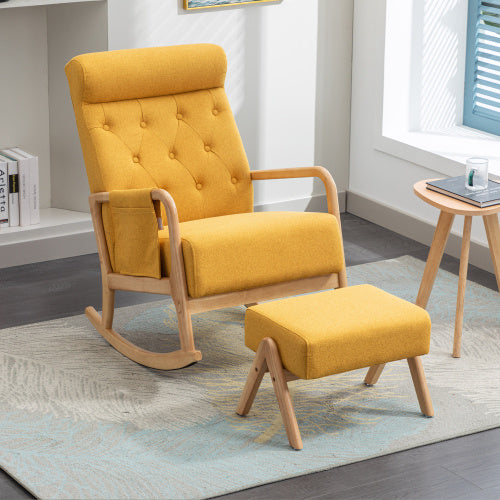 Mirage Rocking Chair With Footrest In Linen
